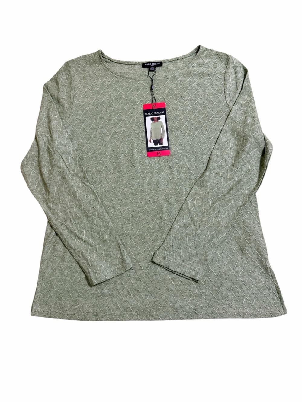 Mario Serrani Italy Cable Knit Sweater Top Long Sleeve Olive Green Women’s M - Picture 2 of 6